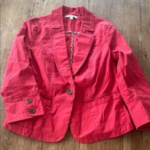 Cabi Pink Blazer Size 6 Preppy Cotton Blend Long Sleeve Career One Button